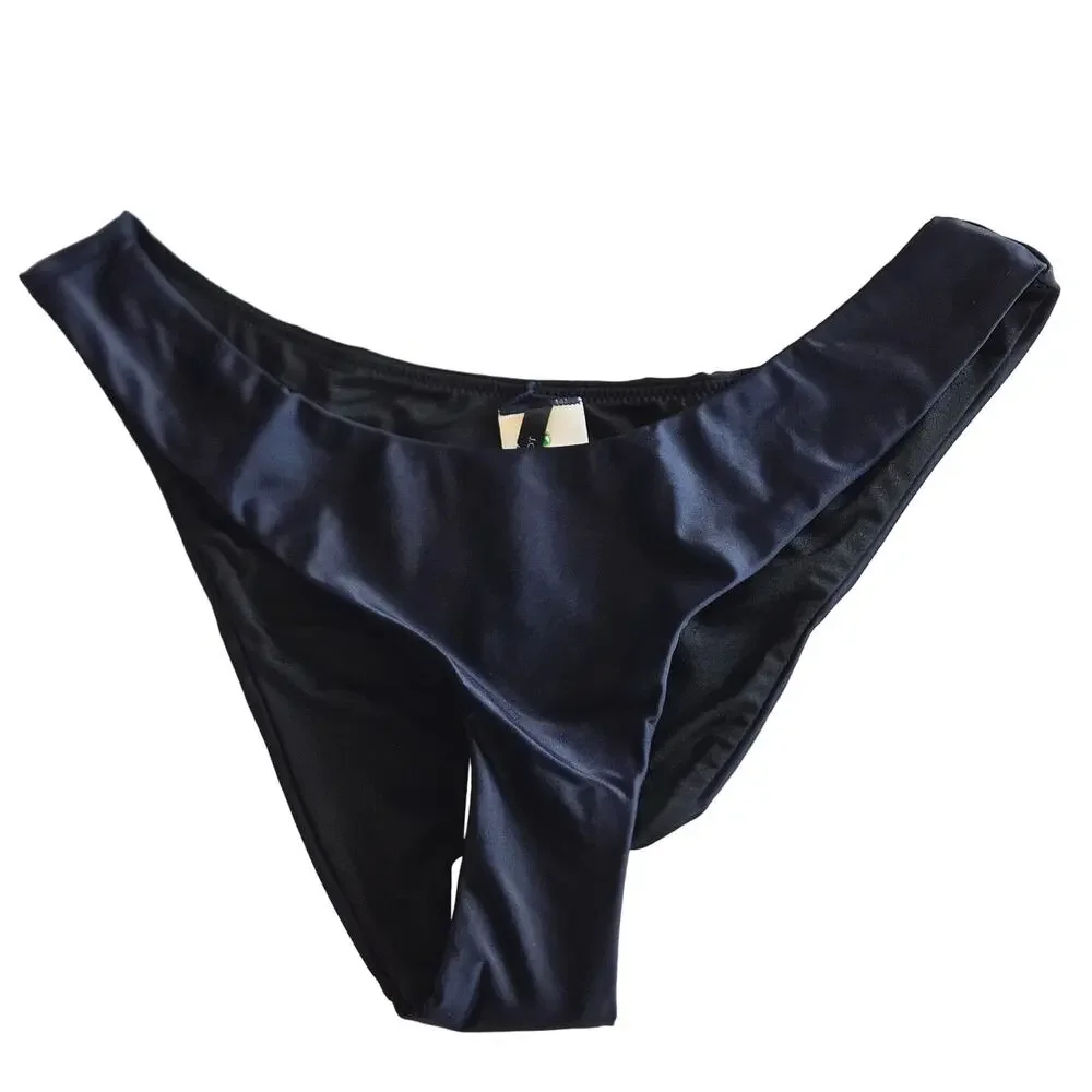 J Crew Curved Waist Cheeky Bikini Bottom Navy Women's Medium Swim Beach Pool